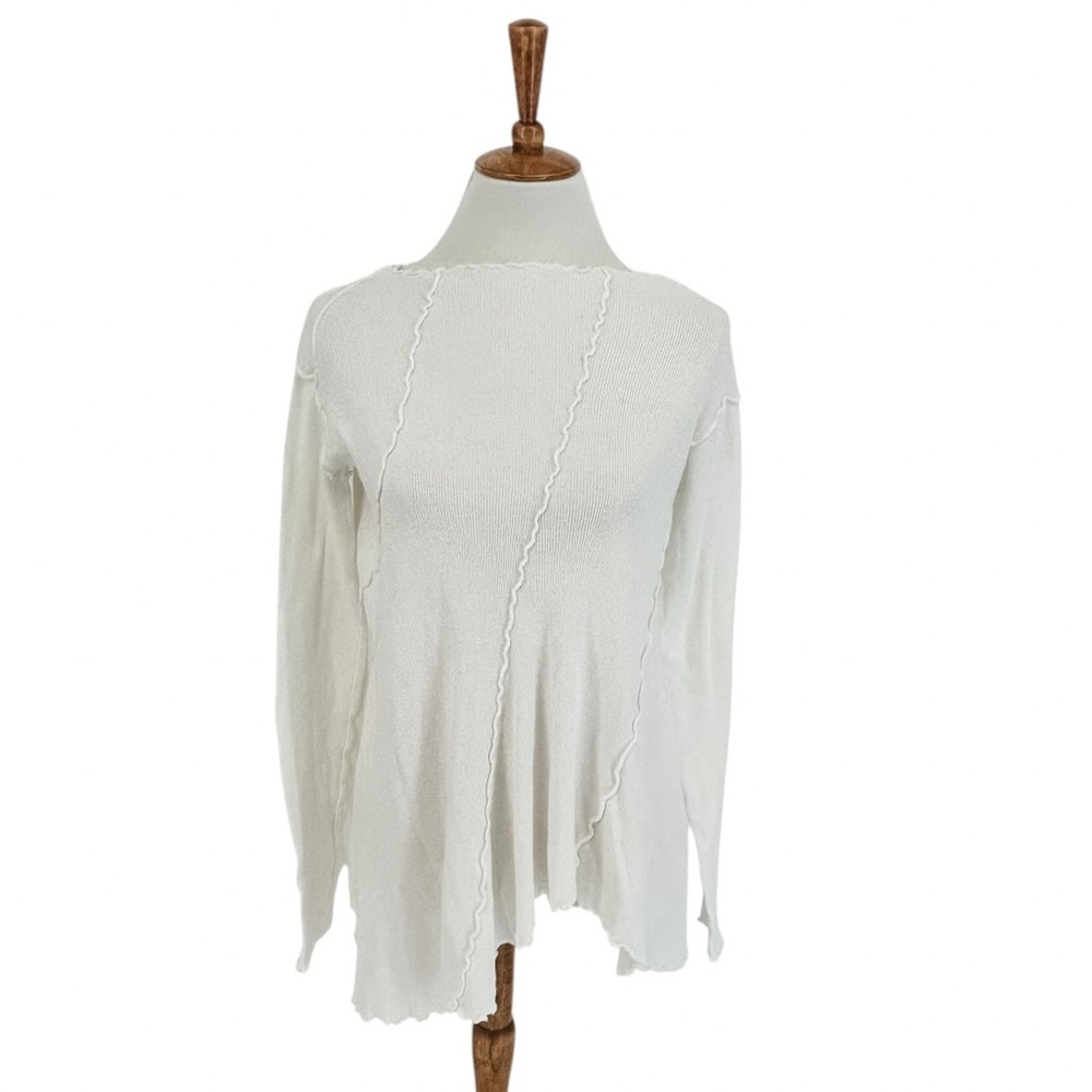 Free People Women's Full Swing Tunic Top White Asymmetric Long Sleeve Blouse, S - Picture 10 of 13